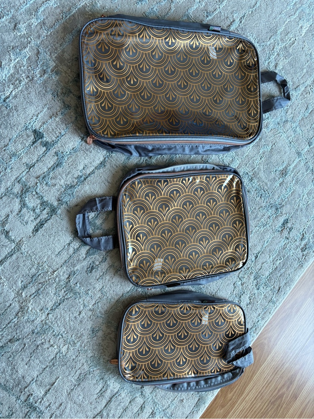 Travel Organizer Set - Black and Gold Toiletry Bags